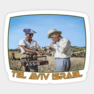 Tel Aviv, Israel. Juice Vendor on the Beach. 1934 Sticker